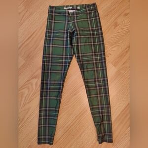 Blackmilk Green Tartan Leggings Plaid M